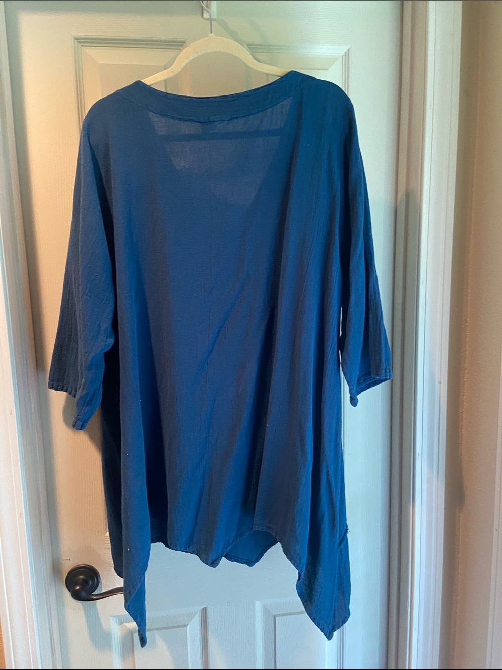 Relaxed Blue V-Neck Tunic Top - Cottonways - Picture 7 of 7